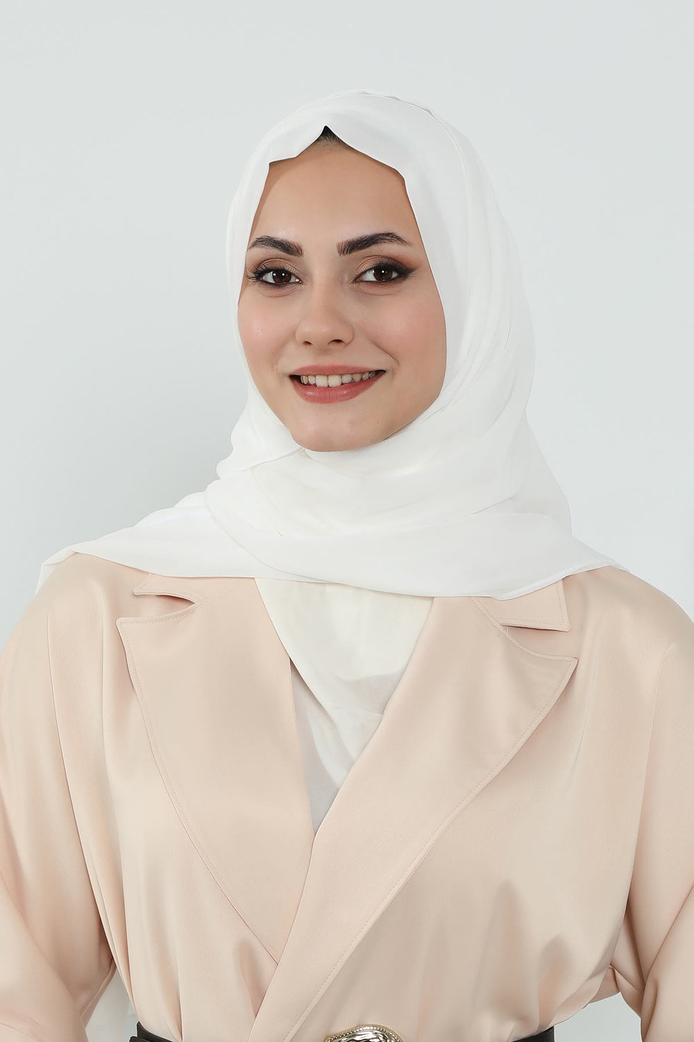 Instant Chiffon Shawl Headscarf for Women with Cotton Bonnet Chiffon Turban Cap, Ready-to-Wear Soft Chiffon Shawl Instant Hijab Wrap,PS-46 Ivory