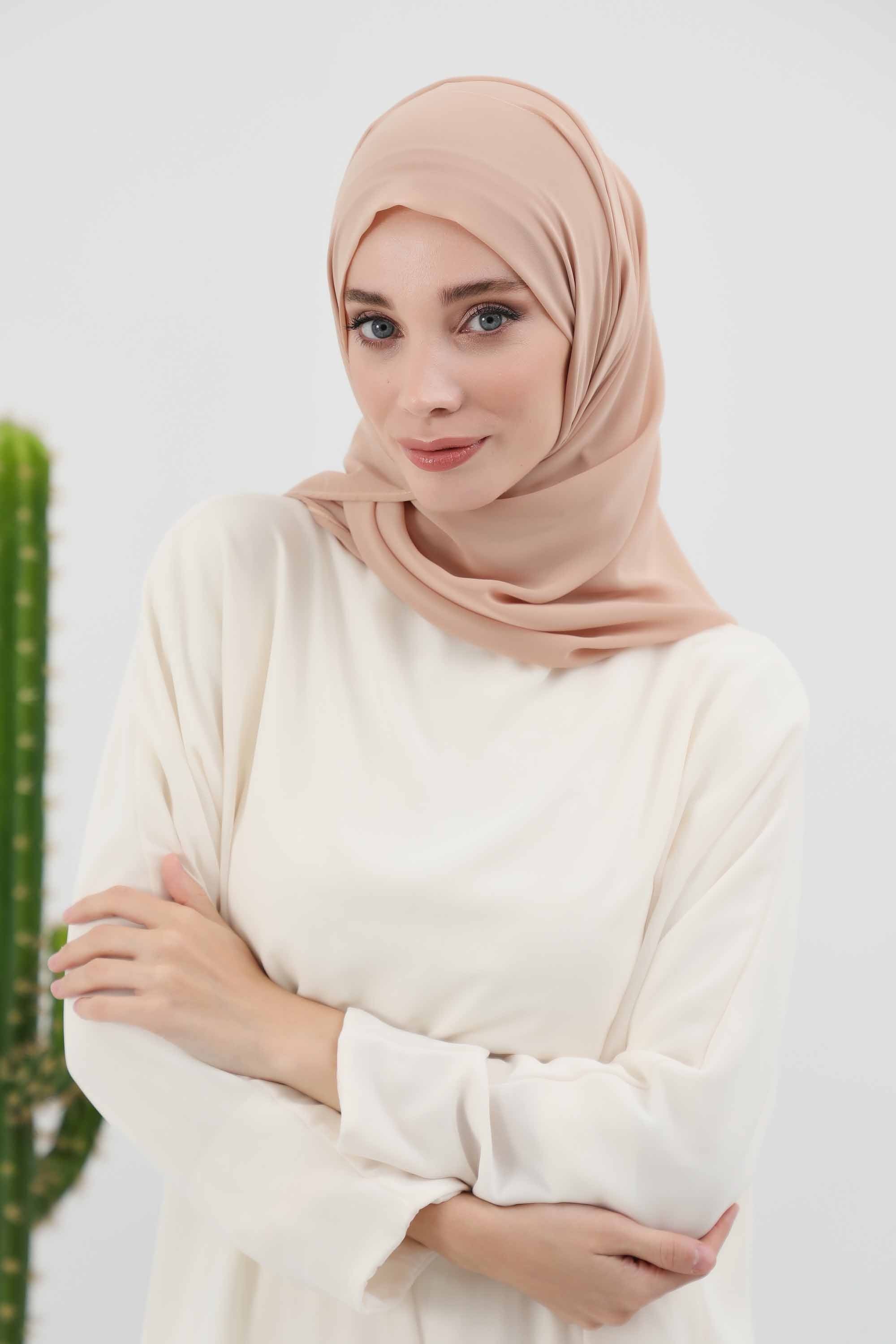 Instant Chiffon Shawl Headscarf for Women with Cotton Bonnet Chiffon Turban Cap, Ready-to-Wear Soft Chiffon Shawl Instant Hijab Wrap,PS-46 Sand Brown