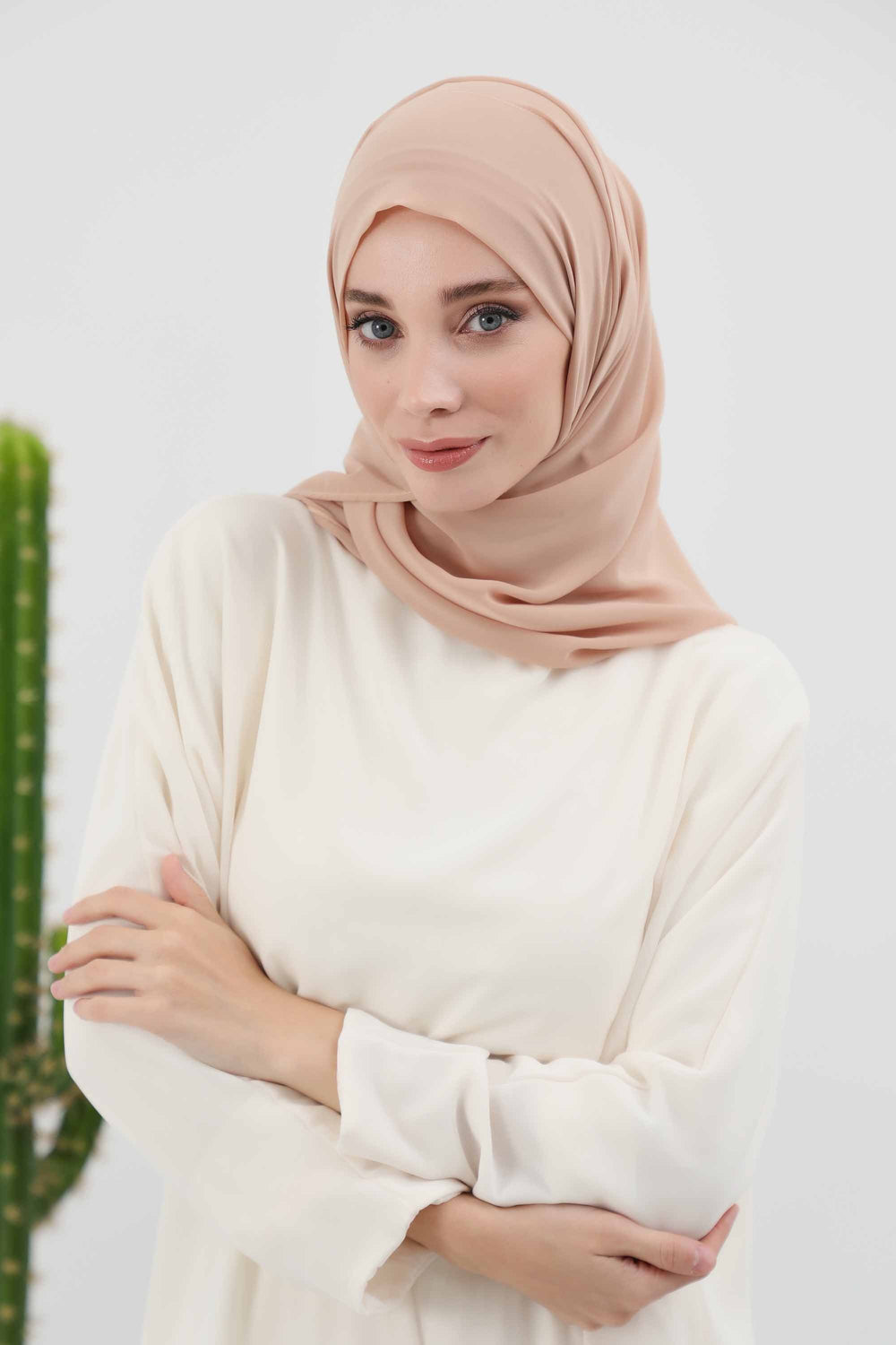 Instant Chiffon Shawl Headscarf for Women with Cotton Bonnet Chiffon Turban Cap, Ready-to-Wear Soft Chiffon Shawl Instant Hijab Wrap,PS-46 Sand Brown