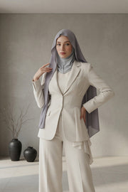 Instant Chiffon Shawl Headscarf for Women with Cotton Bonnet Chiffon Turban Cap, Ready-to-Wear Soft Chiffon Shawl Instant Hijab Wrap,PS-46 Grey