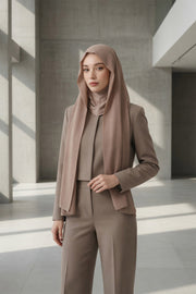 Instant Chiffon Shawl Headscarf for Women with Cotton Bonnet Chiffon Turban Cap, Ready-to-Wear Soft Chiffon Shawl Instant Hijab Wrap,PS-46 Dark Mink