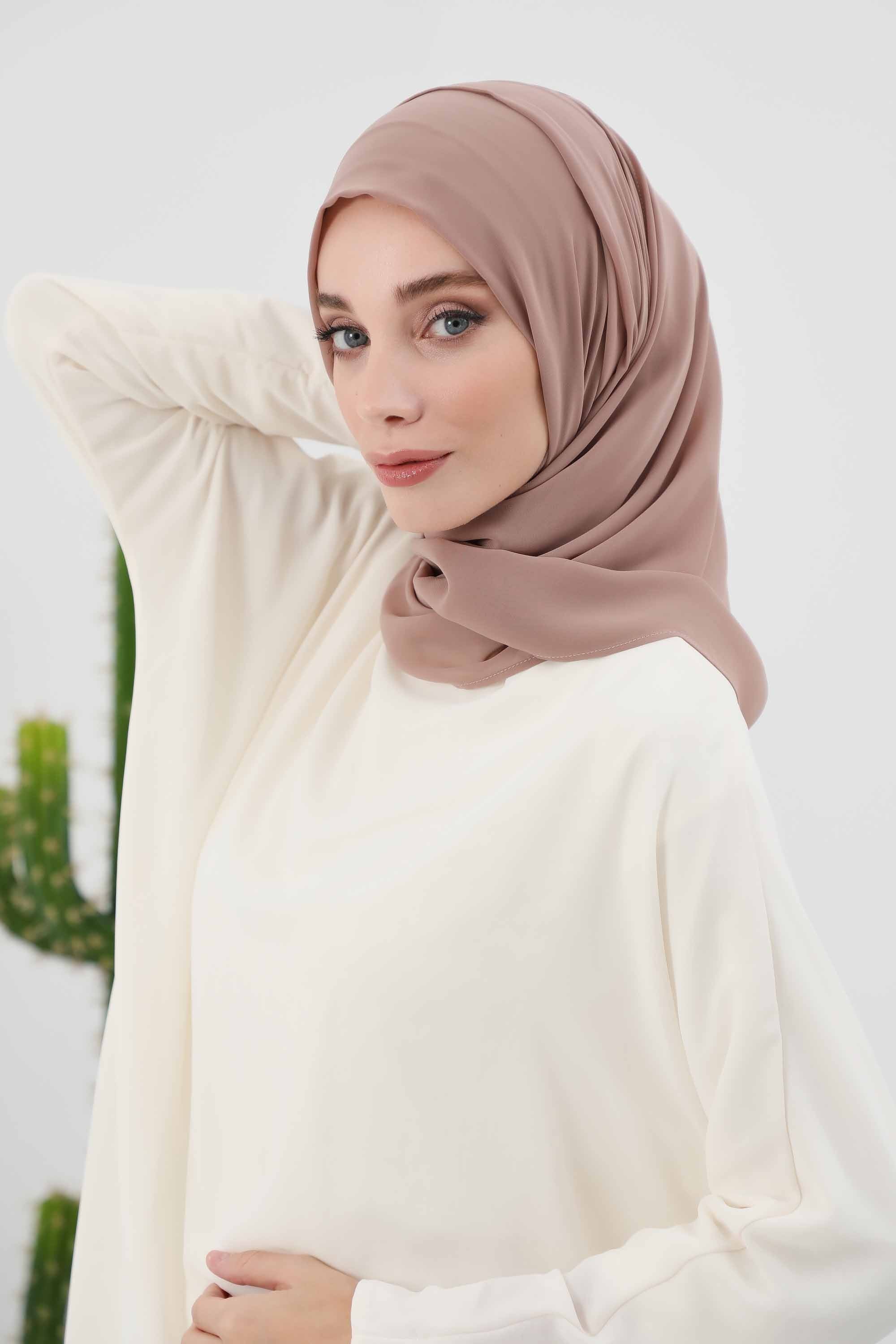 Instant Chiffon Shawl Headscarf for Women with Cotton Bonnet Chiffon Turban Cap, Ready-to-Wear Soft Chiffon Shawl Instant Hijab Wrap,PS-46 Dark Mink