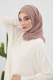 Instant Chiffon Shawl Headscarf for Women with Cotton Bonnet Chiffon Turban Cap, Ready-to-Wear Soft Chiffon Shawl Instant Hijab Wrap,PS-46 Dark Mink