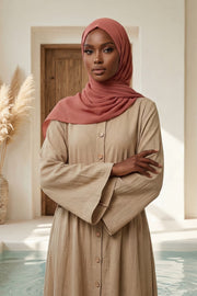 Instant Chiffon Shawl Headscarf for Women with Cotton Bonnet Chiffon Turban Cap, Ready-to-Wear Soft Chiffon Shawl Instant Hijab Wrap,PS-46 Cinnamon