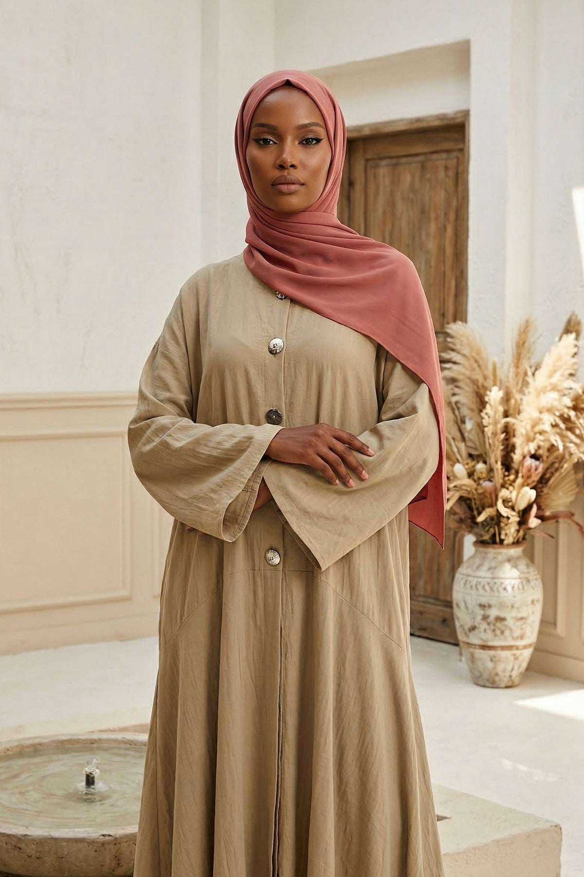 Instant Chiffon Shawl Headscarf for Women with Cotton Bonnet Chiffon Turban Cap, Ready-to-Wear Soft Chiffon Shawl Instant Hijab Wrap,PS-46 Cinnamon