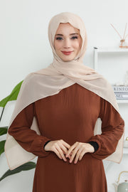 Instant Chiffon Shawl Headscarf for Women with Cotton Bonnet Chiffon Turban Cap, Ready-to-Wear Soft Chiffon Shawl Instant Hijab Wrap,PS-46 Light Mink