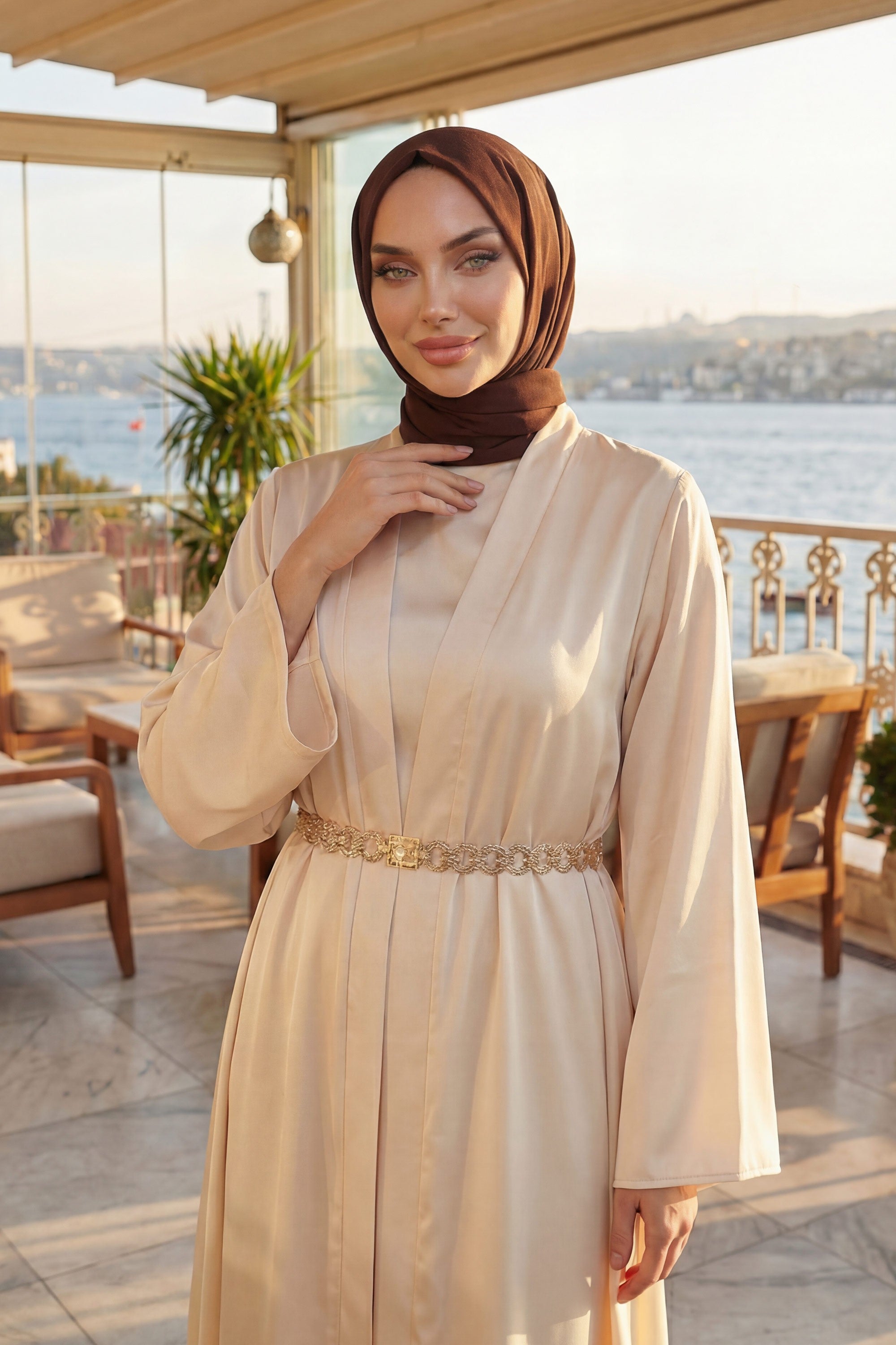 Instant Chiffon Shawl Headscarf for Women with Cotton Bonnet Chiffon Turban Cap, Ready-to-Wear Soft Chiffon Shawl Instant Hijab Wrap,PS-46 Brown