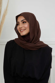 Instant Chiffon Shawl Headscarf for Women with Cotton Bonnet Chiffon Turban Cap, Ready-to-Wear Soft Chiffon Shawl Instant Hijab Wrap,PS-46 Brown