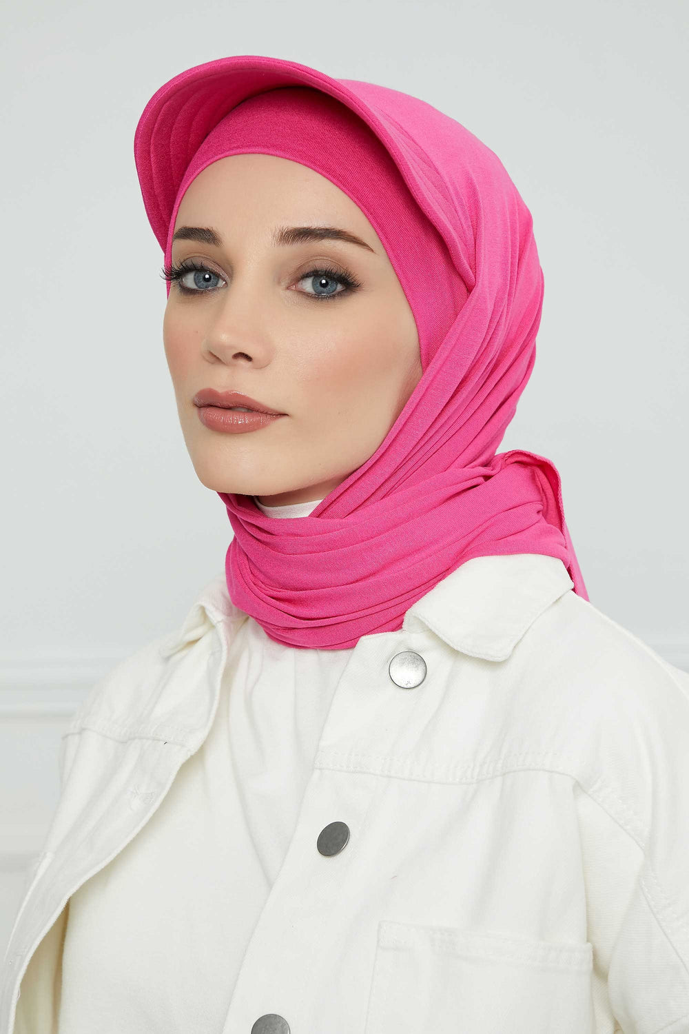 Instant Cotton Shawl Newsboy Scarves 95% Cotton Bandana Women's Cap Turban Visor Stylish Hijab Hat Turban Head Wraps,SS-1 Fuchsia
