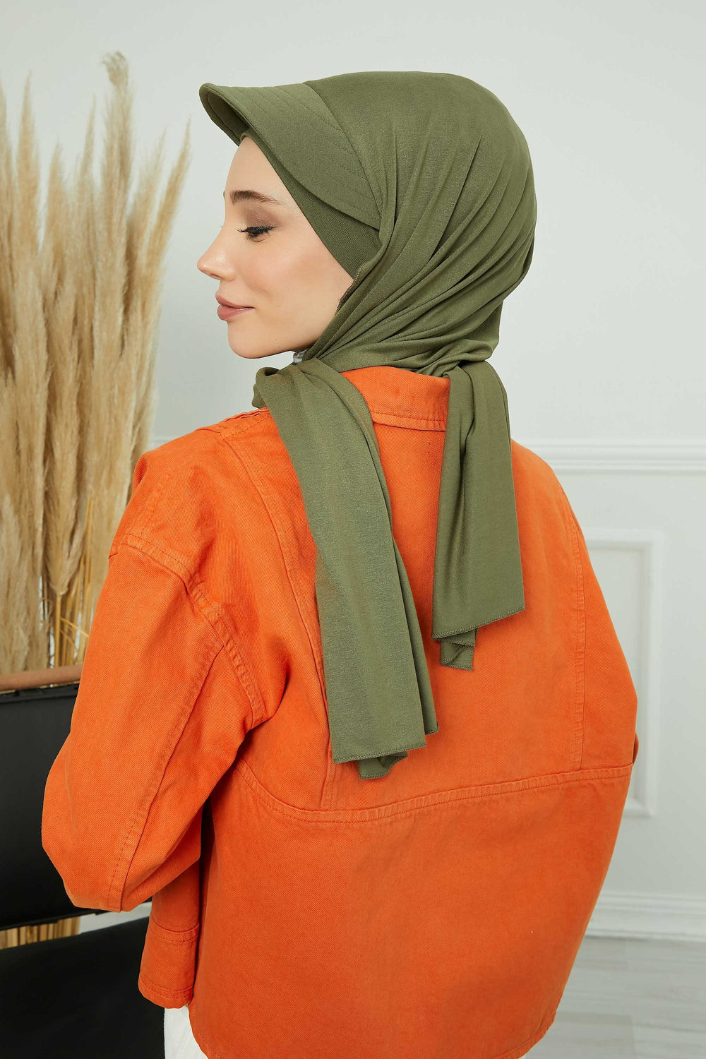 Instant Cotton Shawl Newsboy Scarves 95% Cotton Bandana Women's Cap Turban Visor Stylish Hijab Hat Turban Head Wraps,SS-1 Army Green