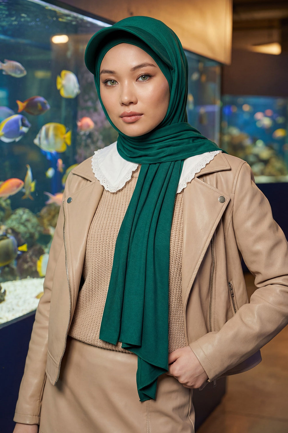 Instant Cotton Shawl Newsboy Scarves 95% Cotton Bandana Women's Cap Turban Visor Stylish Hijab Hat Turban Head Wraps,SS-1 Green