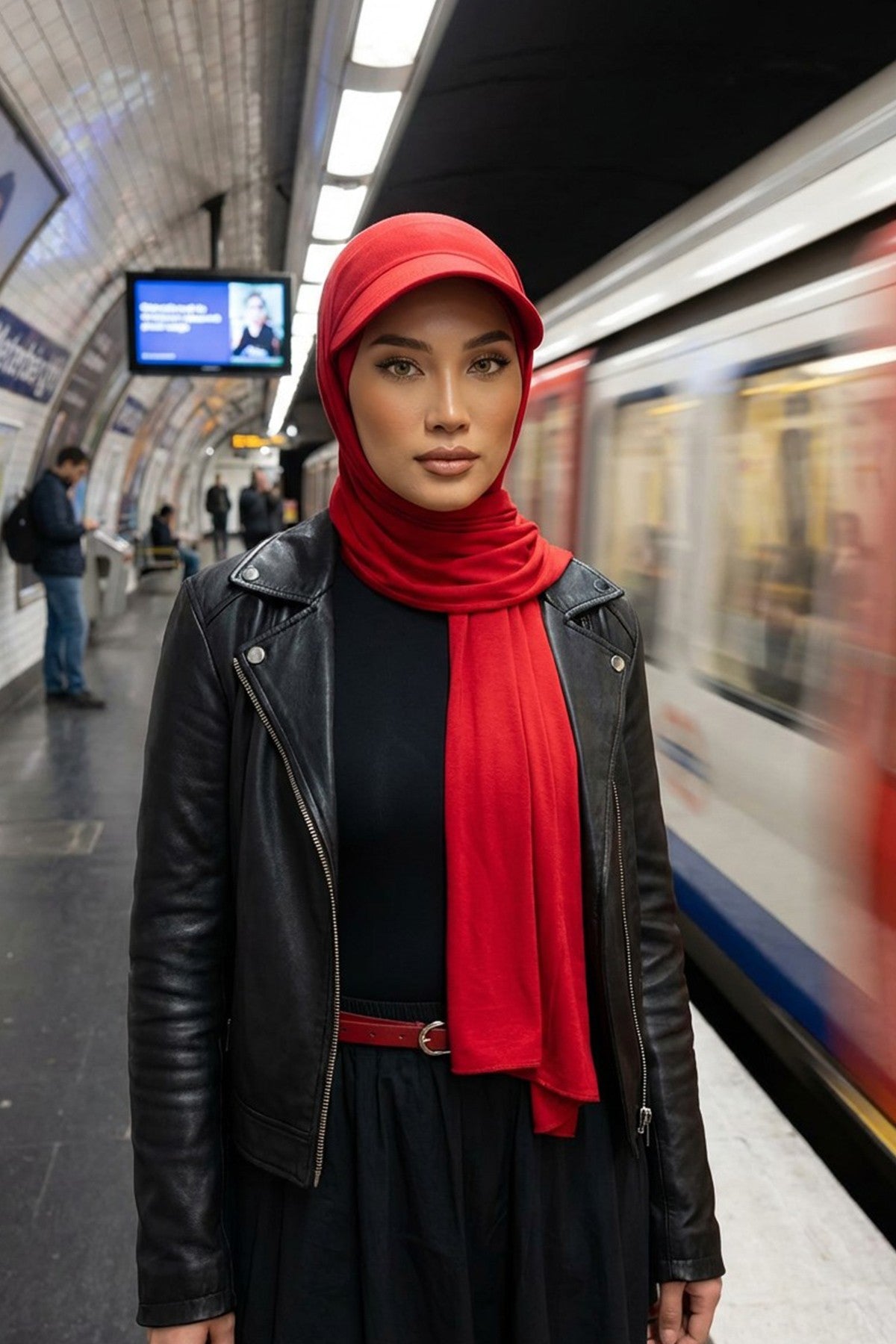 Instant Cotton Shawl Newsboy Scarves 95% Cotton Bandana Women's Cap Turban Visor Stylish Hijab Hat Turban Head Wraps,SS-1 Red