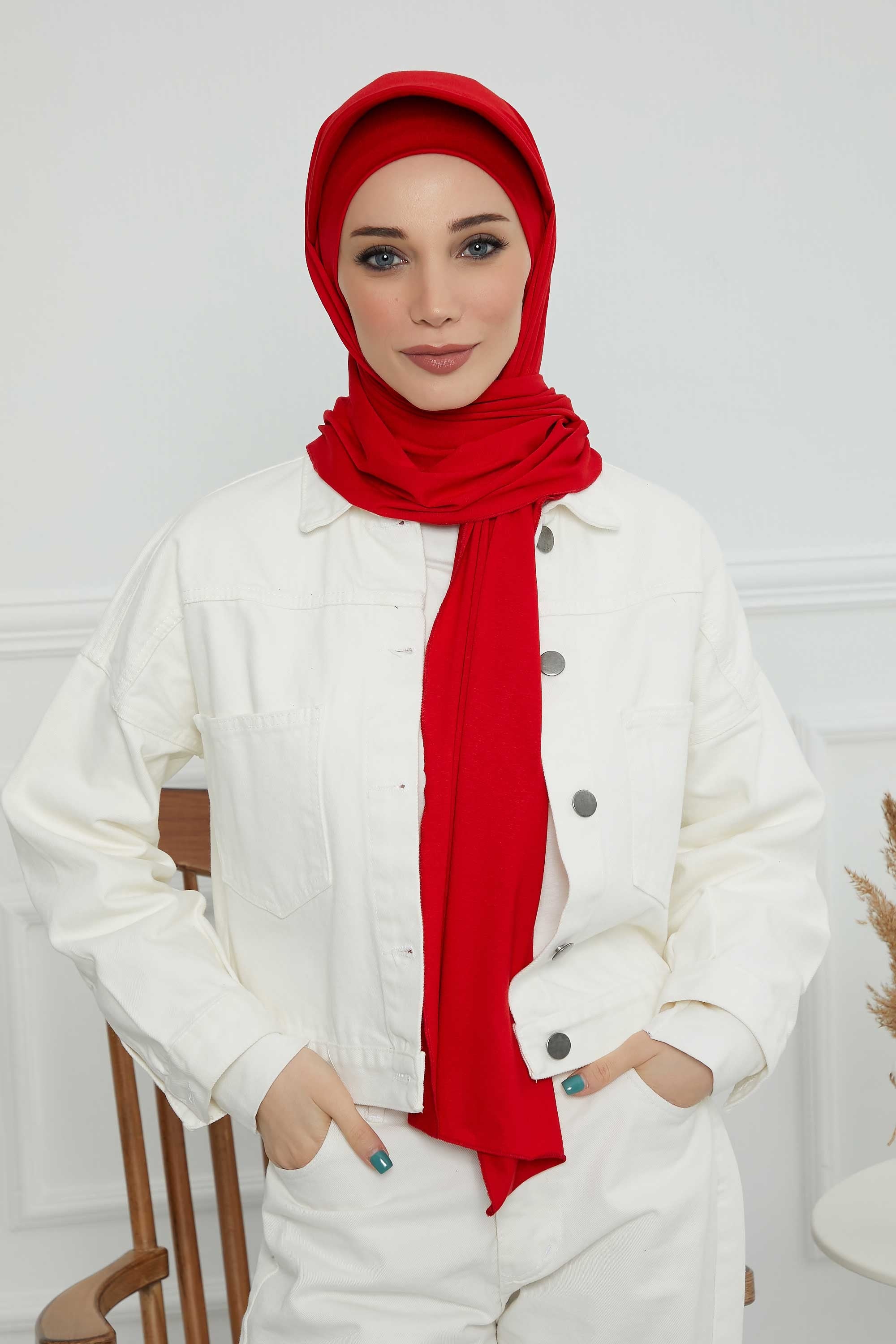 Instant Cotton Shawl Newsboy Scarves 95% Cotton Bandana Women's Cap Turban Visor Stylish Hijab Hat Turban Head Wraps,SS-1 Red