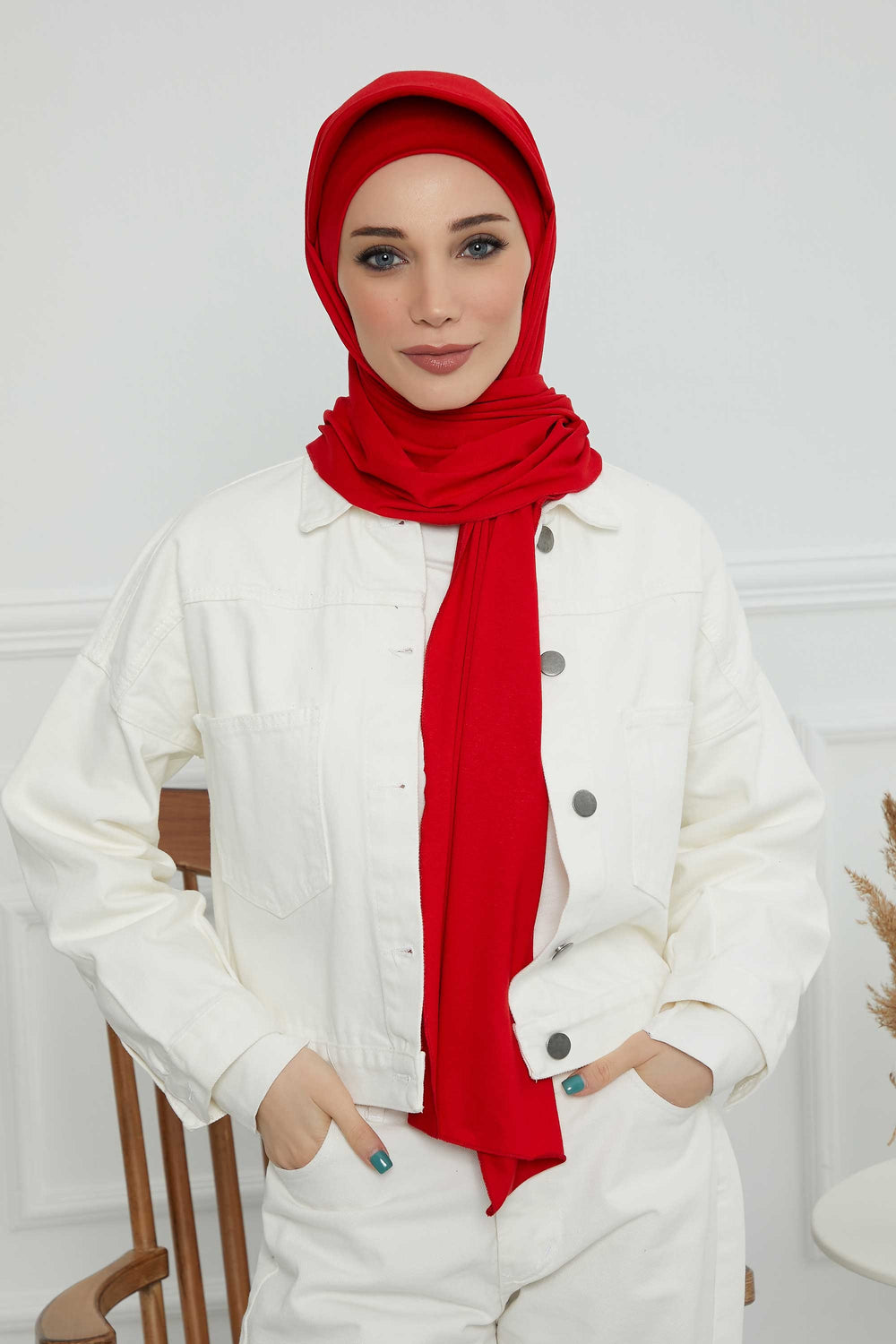 Instant Cotton Shawl Newsboy Scarves 95% Cotton Bandana Women's Cap Turban Visor Stylish Hijab Hat Turban Head Wraps,SS-1 Red