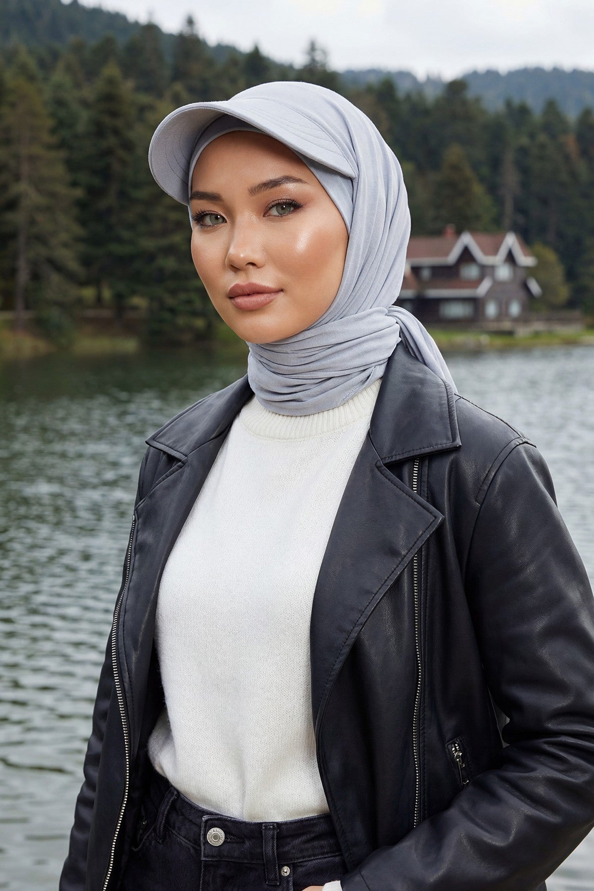 Instant Cotton Shawl Newsboy Scarves 95% Cotton Bandana Women's Cap Turban Visor Stylish Hijab Hat Turban Head Wraps,SS-1 Grey 2