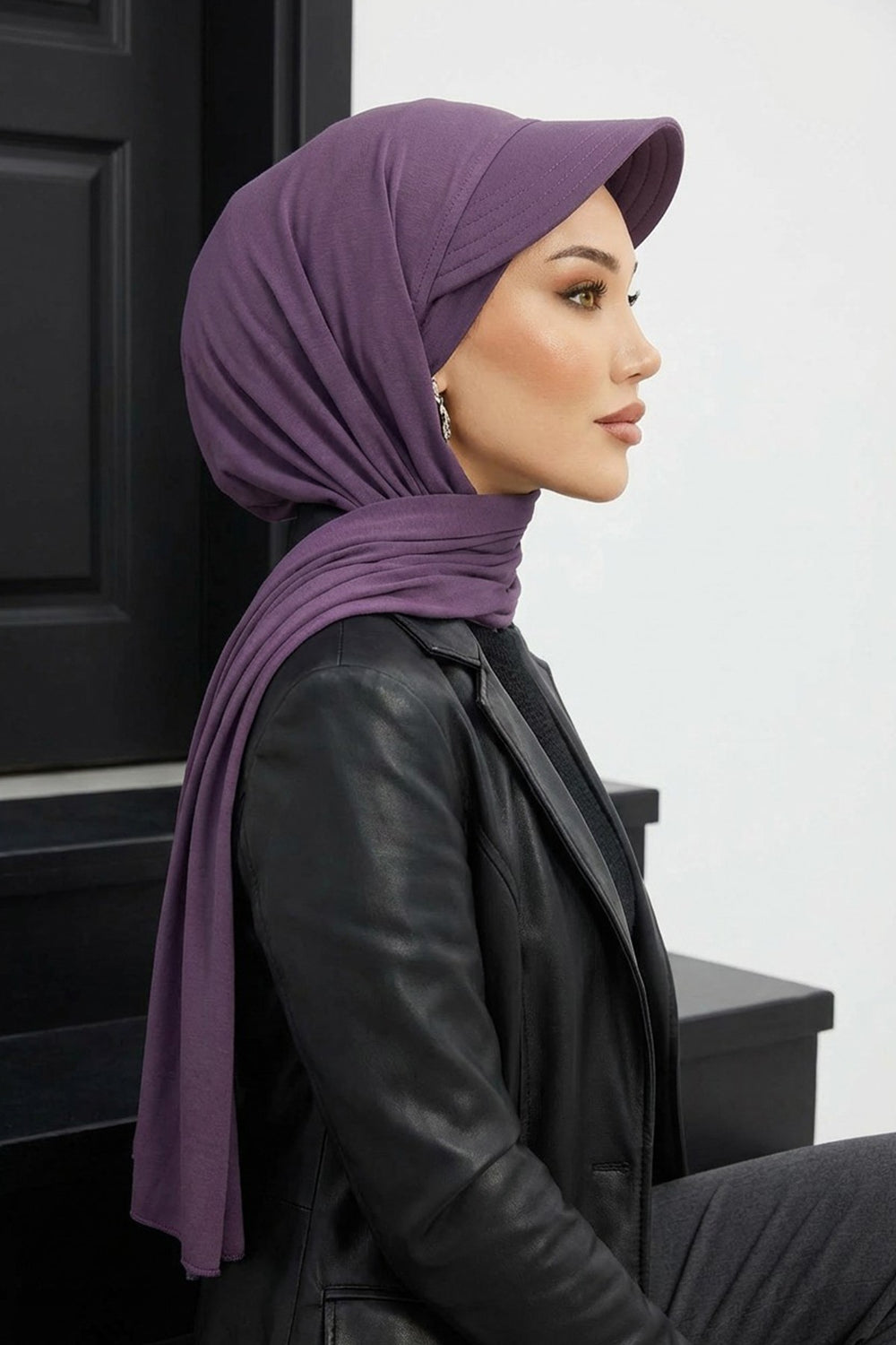Instant Cotton Shawl Newsboy Scarves 95% Cotton Bandana Women's Cap Turban Visor Stylish Hijab Hat Turban Head Wraps,SS-1 Purple 2