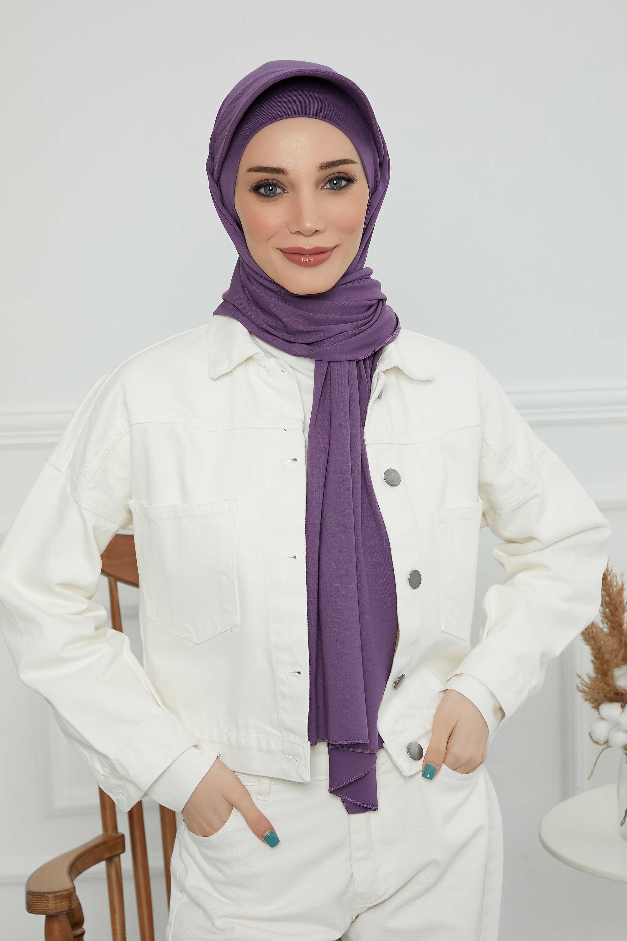 Instant Cotton Shawl Newsboy Scarves 95% Cotton Bandana Women's Cap Turban Visor Stylish Hijab Hat Turban Head Wraps,SS-1 Purple 2