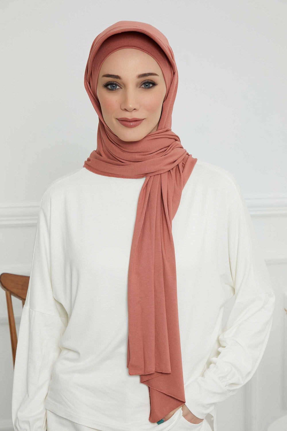 Instant Cotton Shawl Newsboy Scarves 95% Cotton Bandana Women's Cap Turban Visor Stylish Hijab Hat Turban Head Wraps,SS-1 Salmon