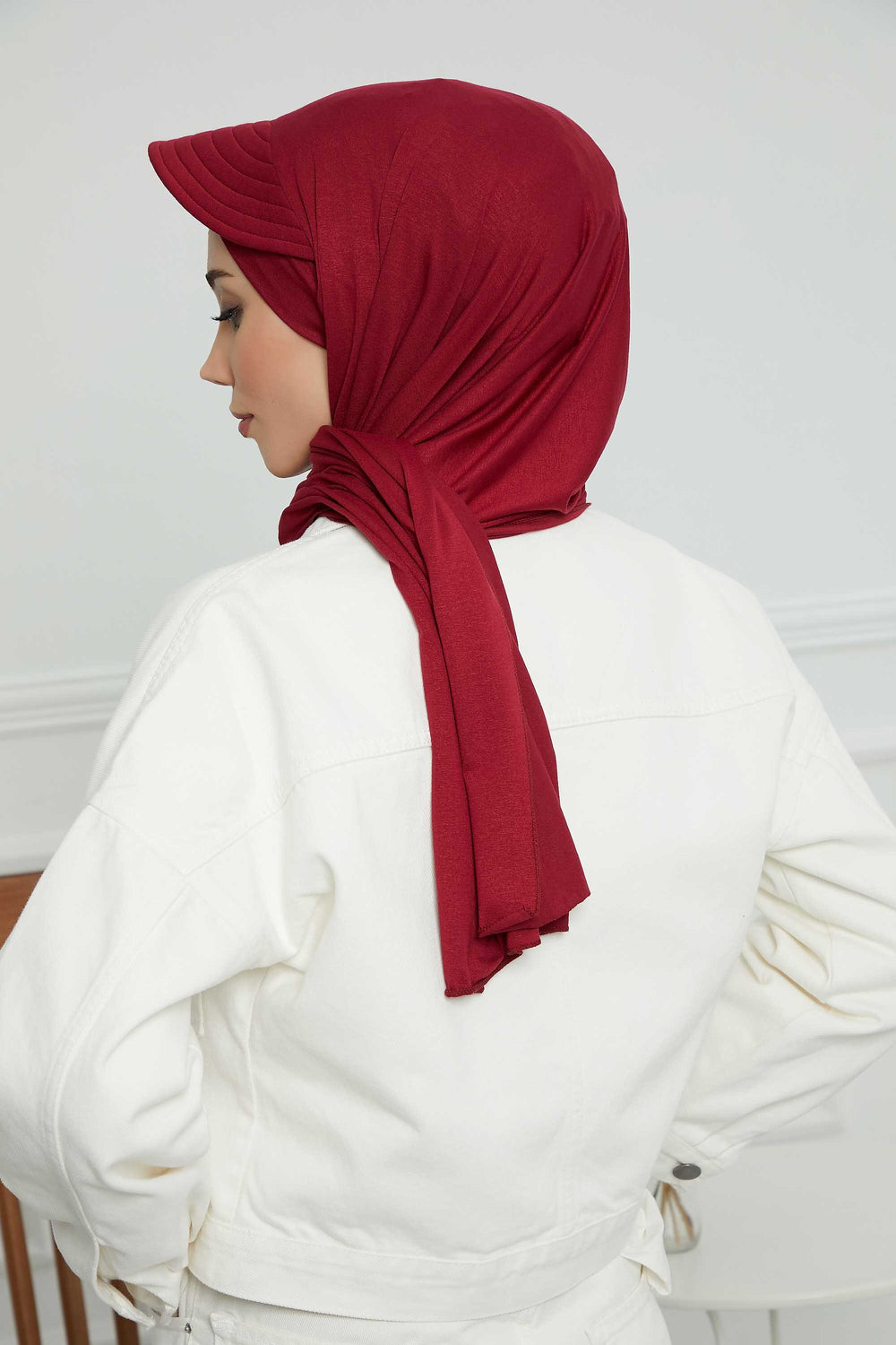 Instant Cotton Shawl Newsboy Scarves 95% Cotton Bandana Women's Cap Turban Visor Stylish Hijab Hat Turban Head Wraps,SS-1 Maroon
