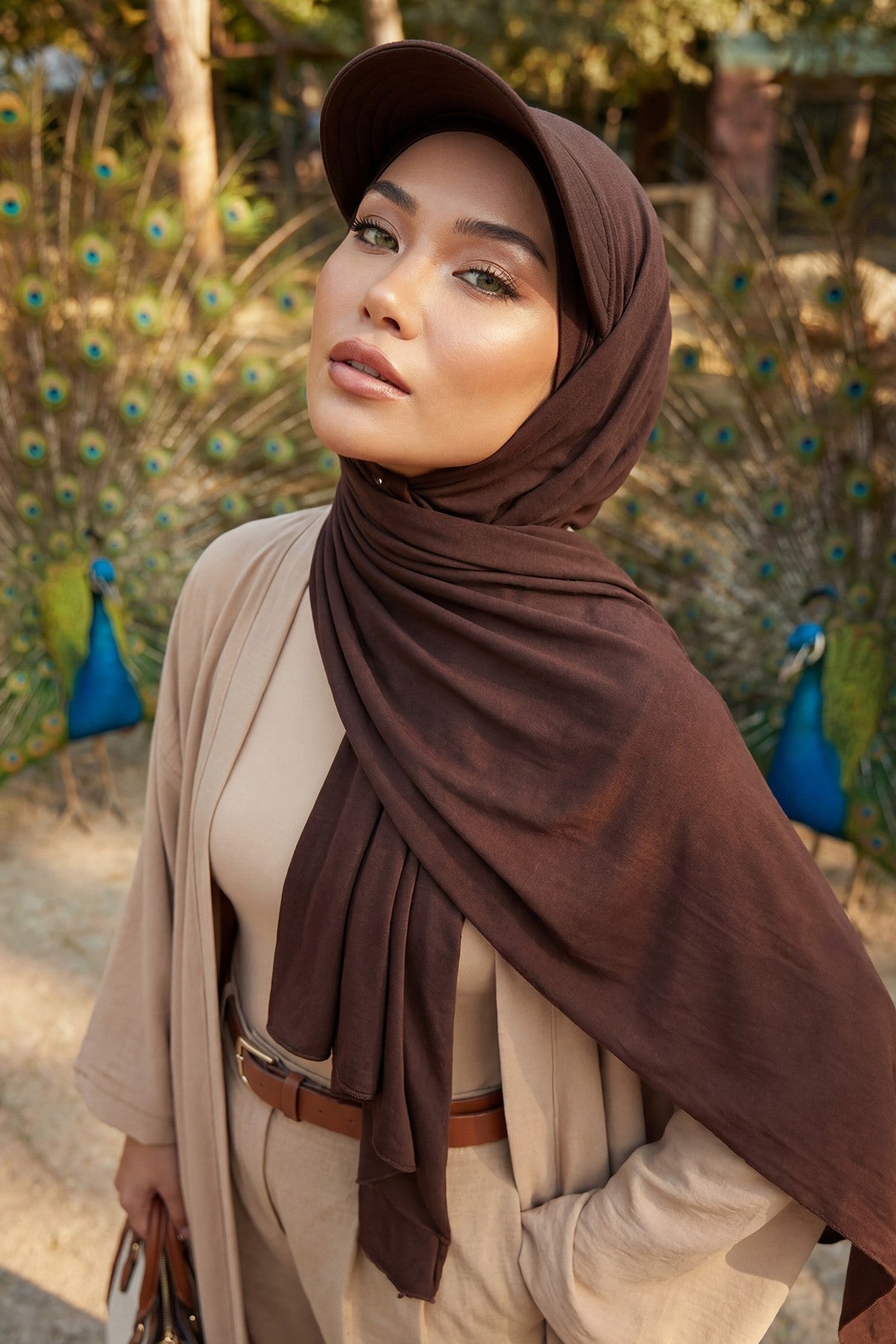 Instant Cotton Shawl Newsboy Scarves 95% Cotton Bandana Women's Cap Turban Visor Stylish Hijab Hat Turban Head Wraps,SS-1 Brown
