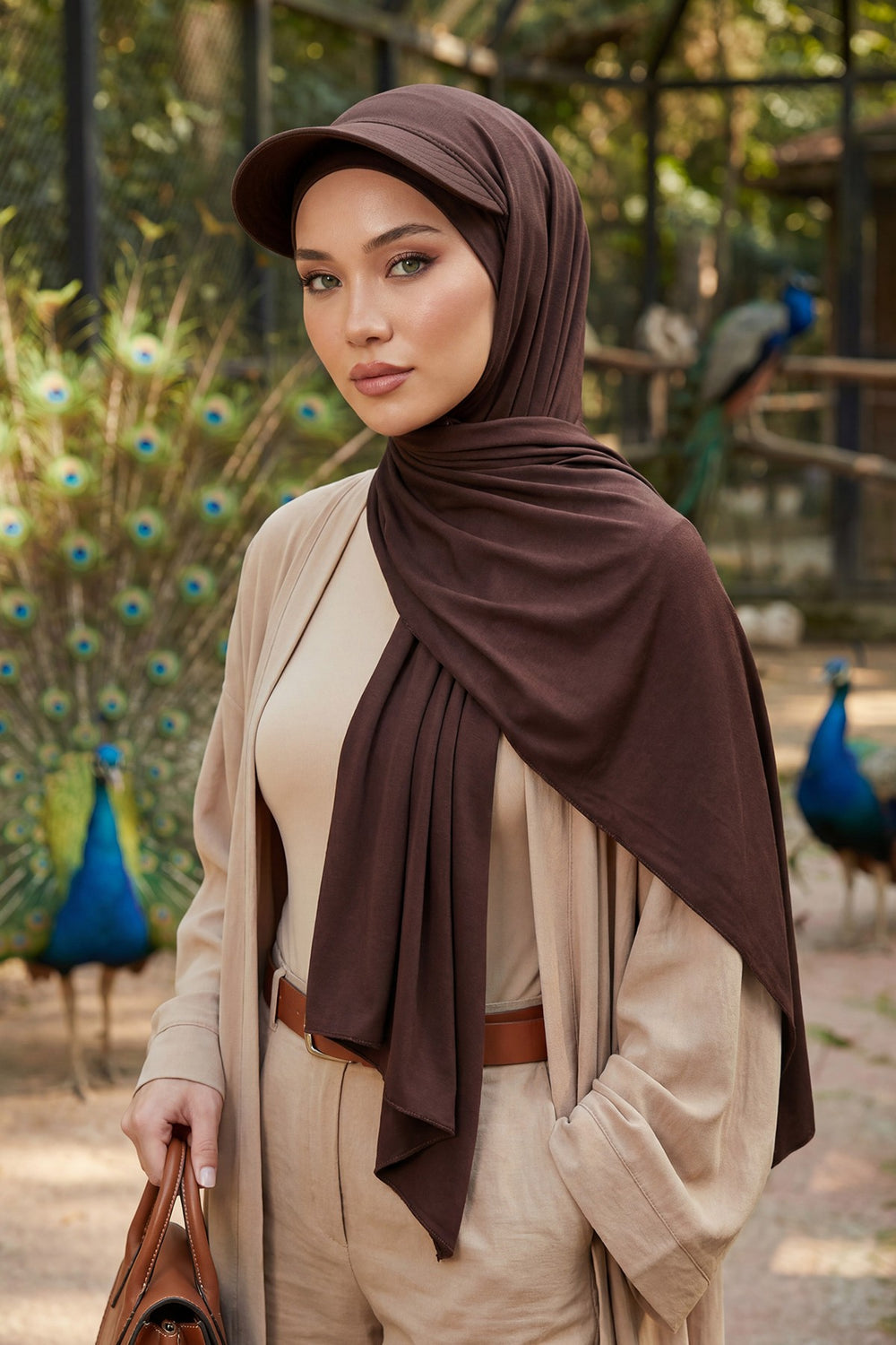 Instant Cotton Shawl Newsboy Scarves 95% Cotton Bandana Women's Cap Turban Visor Stylish Hijab Hat Turban Head Wraps,SS-1 Brown