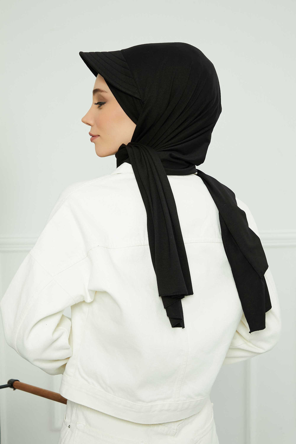 Instant Cotton Shawl Newsboy Scarves 95% Cotton Bandana Women's Cap Turban Visor Stylish Hijab Hat Turban Head Wraps,SS-1 Black
