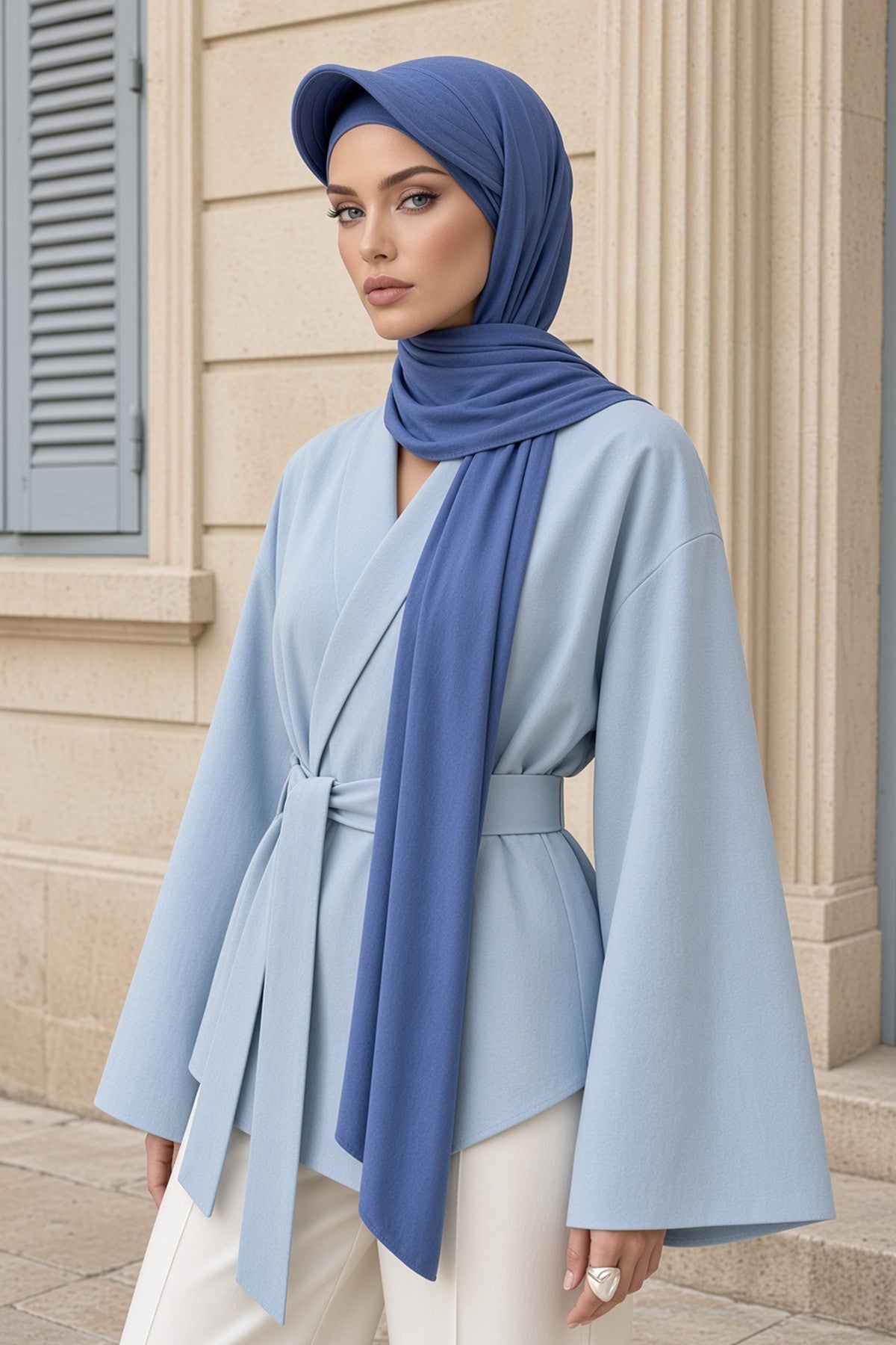 Instant Cotton Shawl Newsboy Scarves 95% Cotton Bandana Women's Cap Turban Visor Stylish Hijab Hat Turban Head Wraps,SS-1 İndigo