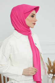 Instant Cotton Shawl Newsboy Scarves 95% Cotton Bandana Women's Cap Turban Visor Stylish Hijab Hat Turban Head Wraps,SS-1 Fuchsia