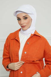 Instant Cotton Shawl Newsboy Scarves 95% Cotton Bandana Women's Cap Turban Visor Stylish Hijab Hat Turban Head Wraps,SS-1 White