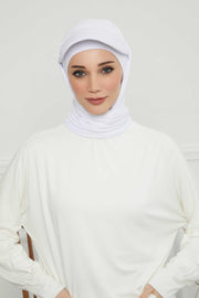 Instant Cotton Shawl Newsboy Scarves 95% Cotton Bandana Women's Cap Turban Visor Stylish Hijab Hat Turban Head Wraps,SS-1 White