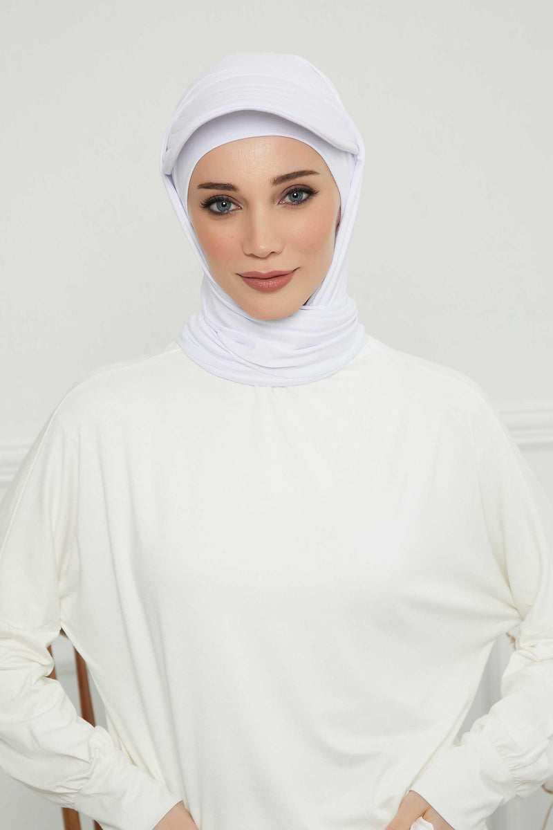 Instant Cotton Shawl Newsboy Scarves 95% Cotton Bandana Women's Cap Turban Visor Stylish Hijab Hat Turban Head Wraps,SS-1 White