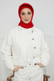 Instant Cotton Shawl Newsboy Scarves 95% Cotton Bandana Women's Cap Turban Visor Stylish Hijab Hat Turban Head Wraps,SS-1 Red