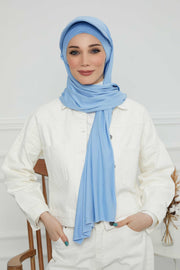 Instant Cotton Shawl Newsboy Scarves 95% Cotton Bandana Women's Cap Turban Visor Stylish Hijab Hat Turban Head Wraps,SS-1 Blue