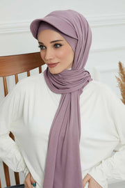Instant Cotton Shawl Newsboy Scarves 95% Cotton Bandana Women's Cap Turban Visor Stylish Hijab Hat Turban Head Wraps,SS-1 Lilac