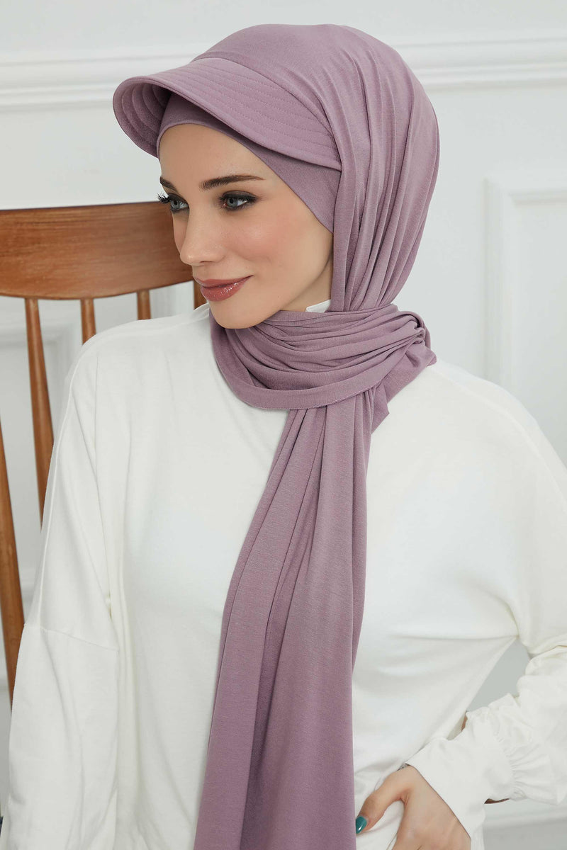 Instant Cotton Shawl Newsboy Scarves 95% Cotton Bandana Women's Cap Turban Visor Stylish Hijab Hat Turban Head Wraps,SS-1 Lilac