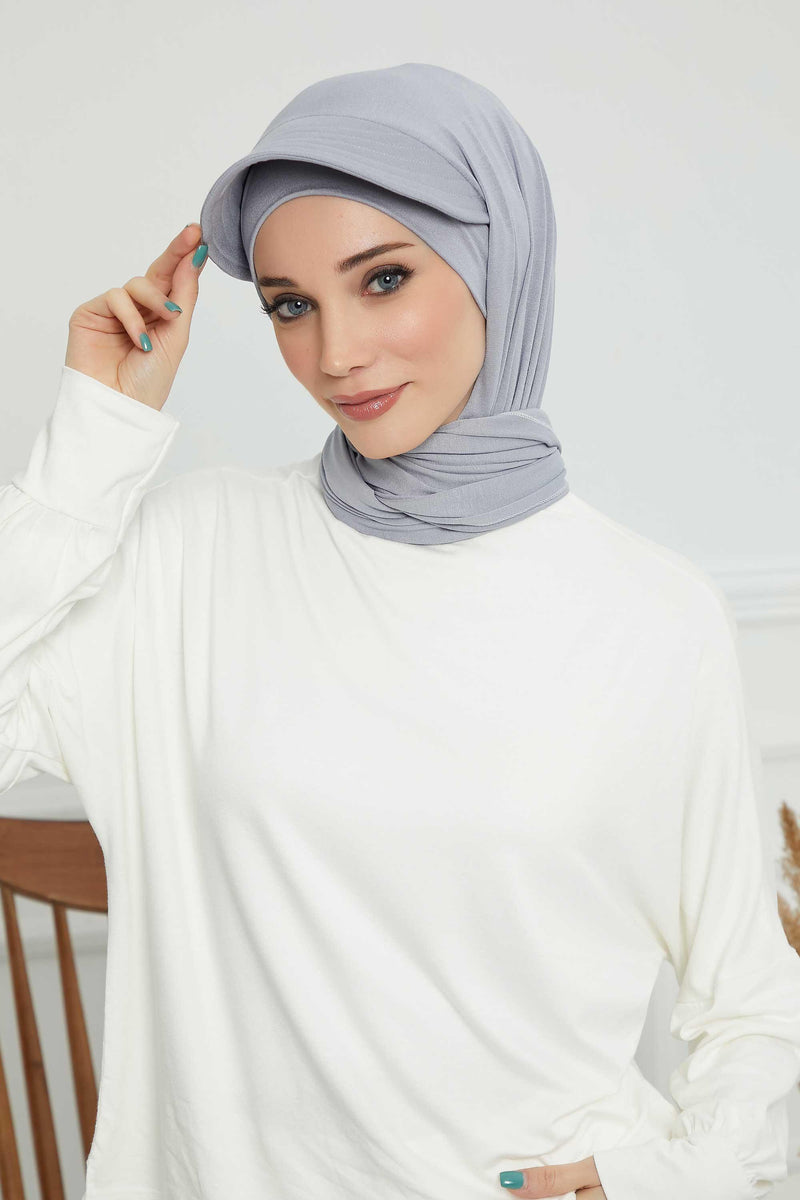 Instant Cotton Shawl Newsboy Scarves 95% Cotton Bandana Women's Cap Turban Visor Stylish Hijab Hat Turban Head Wraps,SS-1 Grey 2