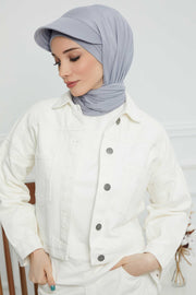 Instant Cotton Shawl Newsboy Scarves 95% Cotton Bandana Women's Cap Turban Visor Stylish Hijab Hat Turban Head Wraps,SS-1 Grey 2