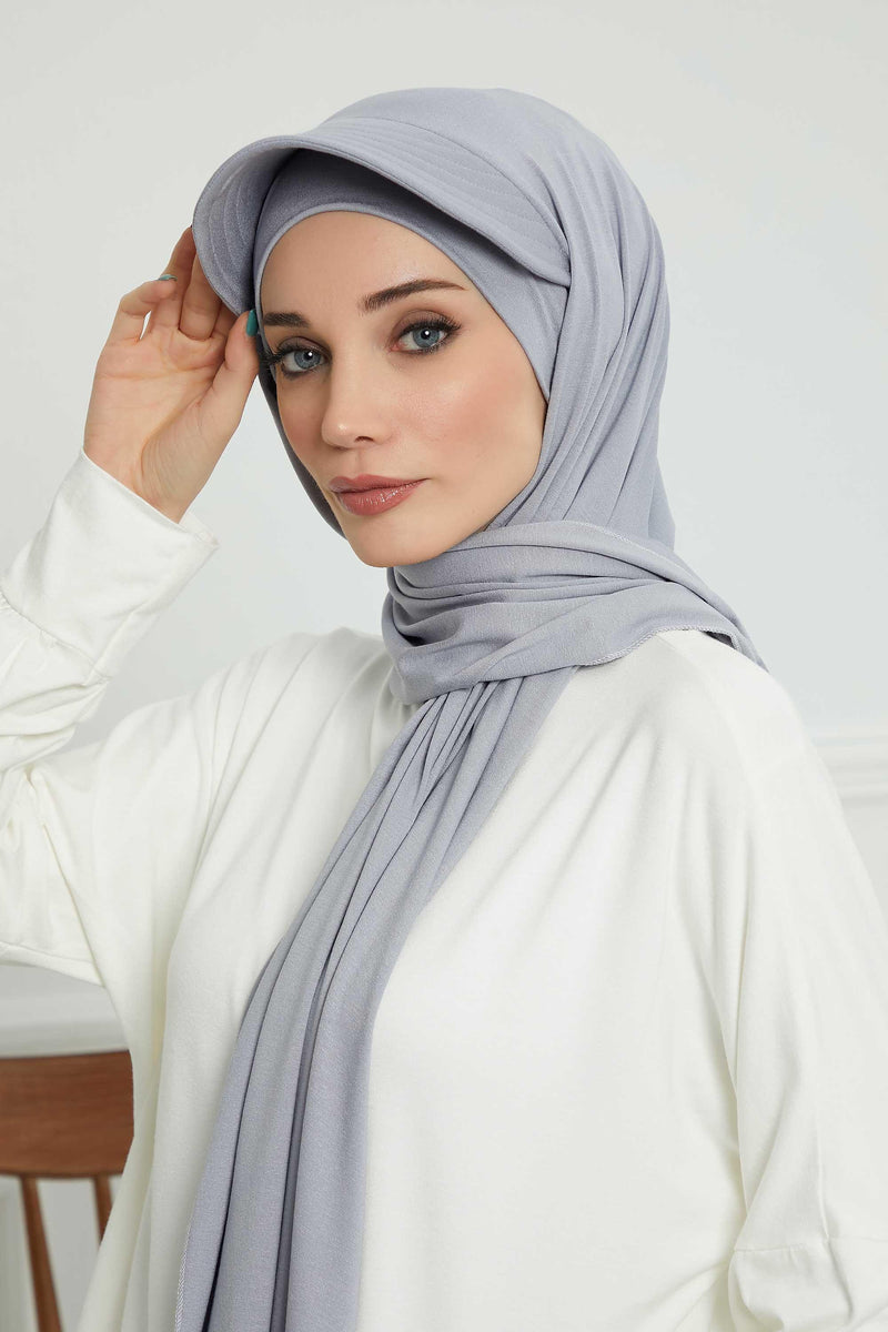 Instant Cotton Shawl Newsboy Scarves 95% Cotton Bandana Women's Cap Turban Visor Stylish Hijab Hat Turban Head Wraps,SS-1 Grey 2