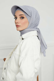 Instant Cotton Shawl Newsboy Scarves 95% Cotton Bandana Women's Cap Turban Visor Stylish Hijab Hat Turban Head Wraps,SS-1 Grey 2