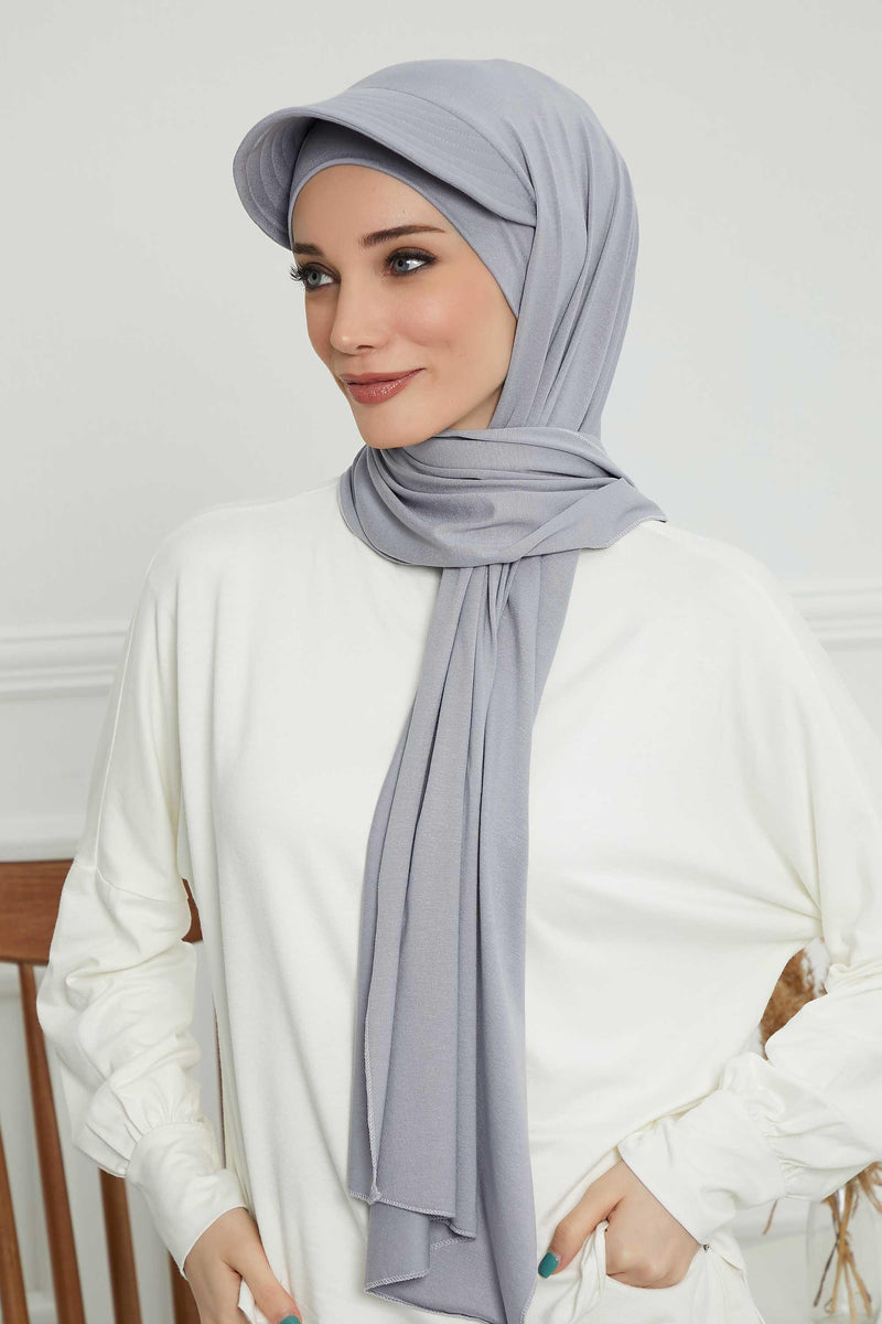 Instant Cotton Shawl Newsboy Scarves 95% Cotton Bandana Women's Cap Turban Visor Stylish Hijab Hat Turban Head Wraps,SS-1 Grey 2