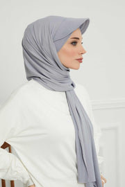 Instant Cotton Shawl Newsboy Scarves 95% Cotton Bandana Women's Cap Turban Visor Stylish Hijab Hat Turban Head Wraps,SS-1 Grey 2