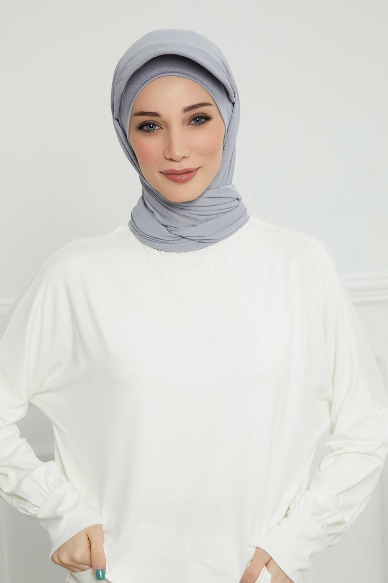 Instant Cotton Shawl Newsboy Scarves 95% Cotton Bandana Women's Cap Turban Visor Stylish Hijab Hat Turban Head Wraps,SS-1 Grey 2