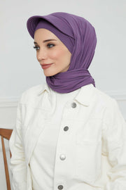 Instant Cotton Shawl Newsboy Scarves 95% Cotton Bandana Women's Cap Turban Visor Stylish Hijab Hat Turban Head Wraps,SS-1 Purple 2