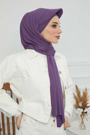 Instant Cotton Shawl Newsboy Scarves 95% Cotton Bandana Women's Cap Turban Visor Stylish Hijab Hat Turban Head Wraps,SS-1 Purple 2