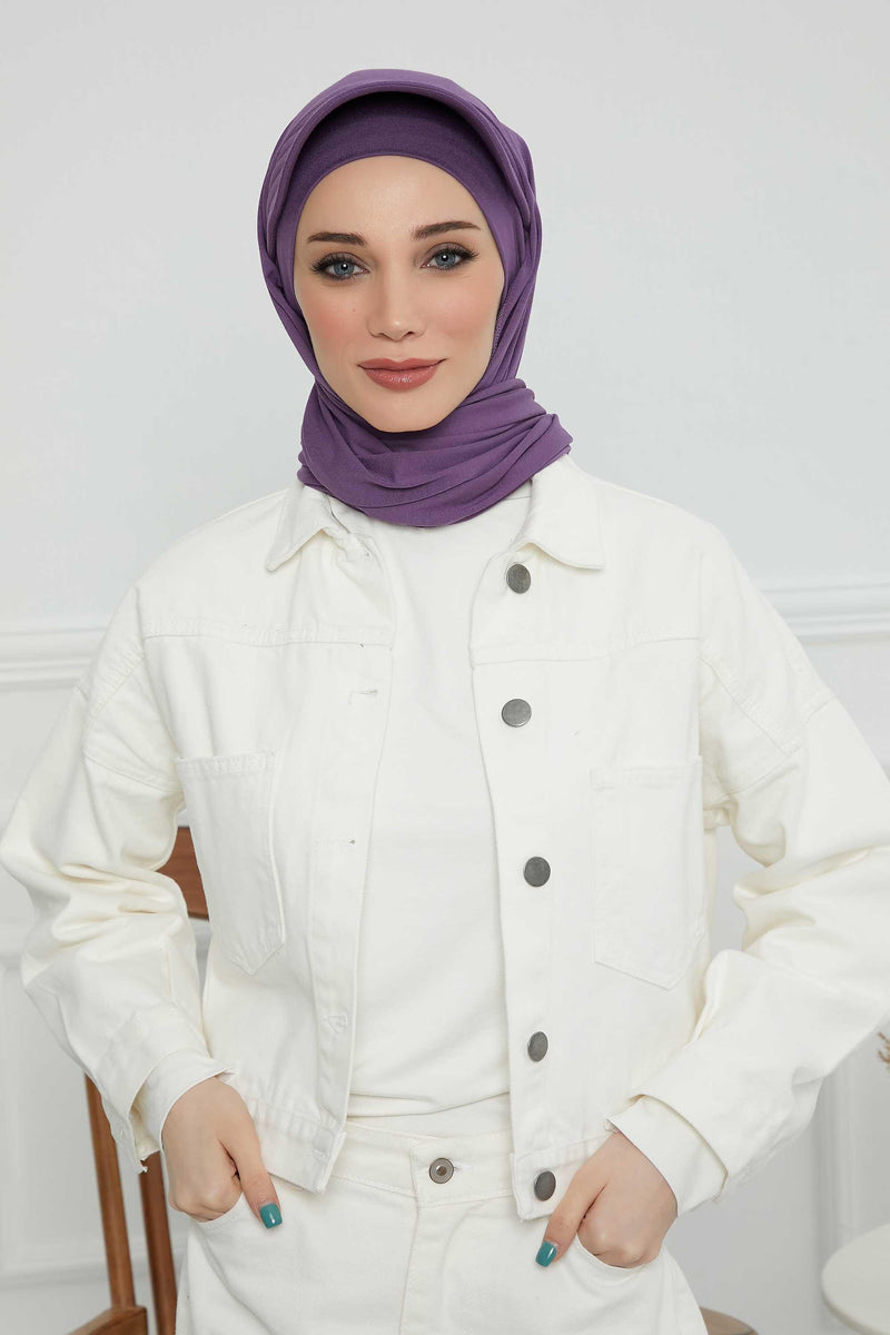 Instant Cotton Shawl Newsboy Scarves 95% Cotton Bandana Women's Cap Turban Visor Stylish Hijab Hat Turban Head Wraps,SS-1 Purple 2