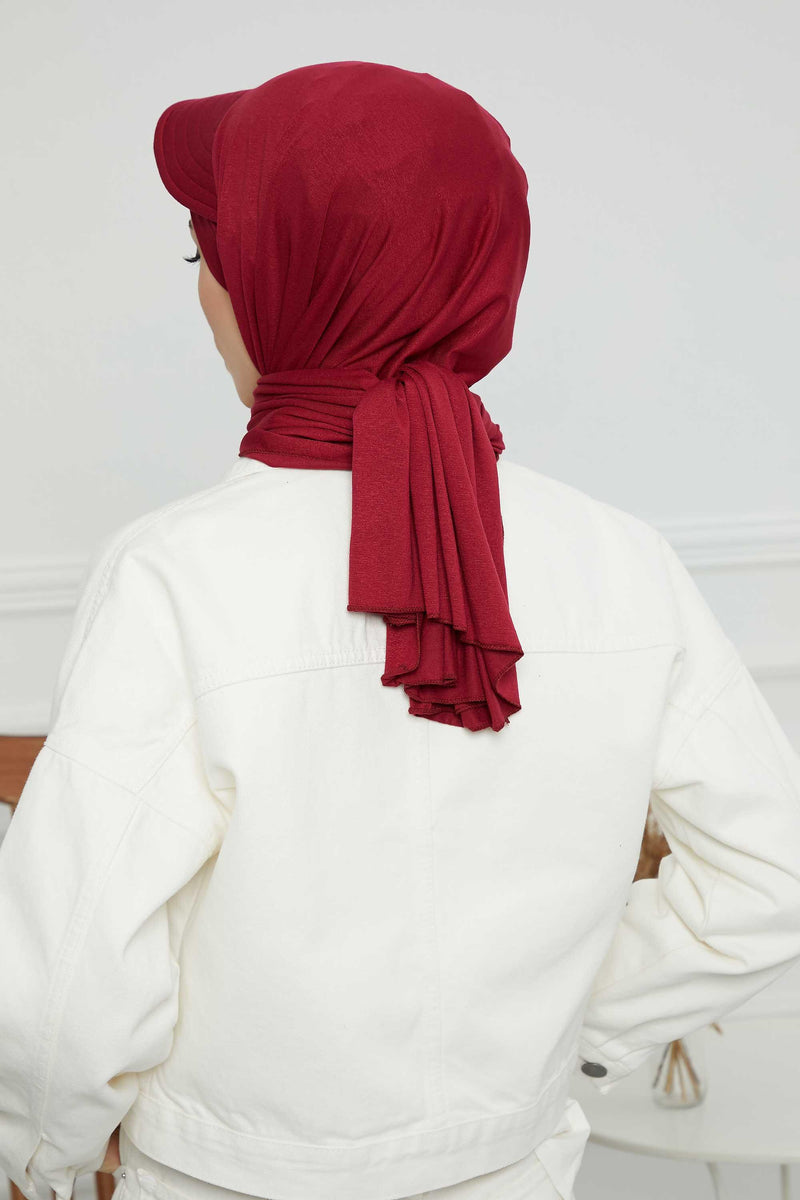 Instant Cotton Shawl Newsboy Scarves 95% Cotton Bandana Women's Cap Turban Visor Stylish Hijab Hat Turban Head Wraps,SS-1 Maroon