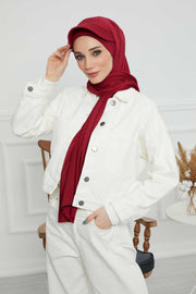 Instant Cotton Shawl Newsboy Scarves 95% Cotton Bandana Women's Cap Turban Visor Stylish Hijab Hat Turban Head Wraps,SS-1 Maroon