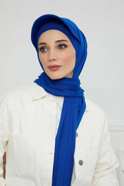 Instant Cotton Shawl Newsboy Scarves 95% Cotton Bandana Women's Cap Turban Visor Stylish Hijab Hat Turban Head Wraps,SS-1 Sax Blue
