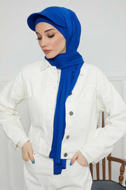 Instant Cotton Shawl Newsboy Scarves 95% Cotton Bandana Women's Cap Turban Visor Stylish Hijab Hat Turban Head Wraps,SS-1 Sax Blue