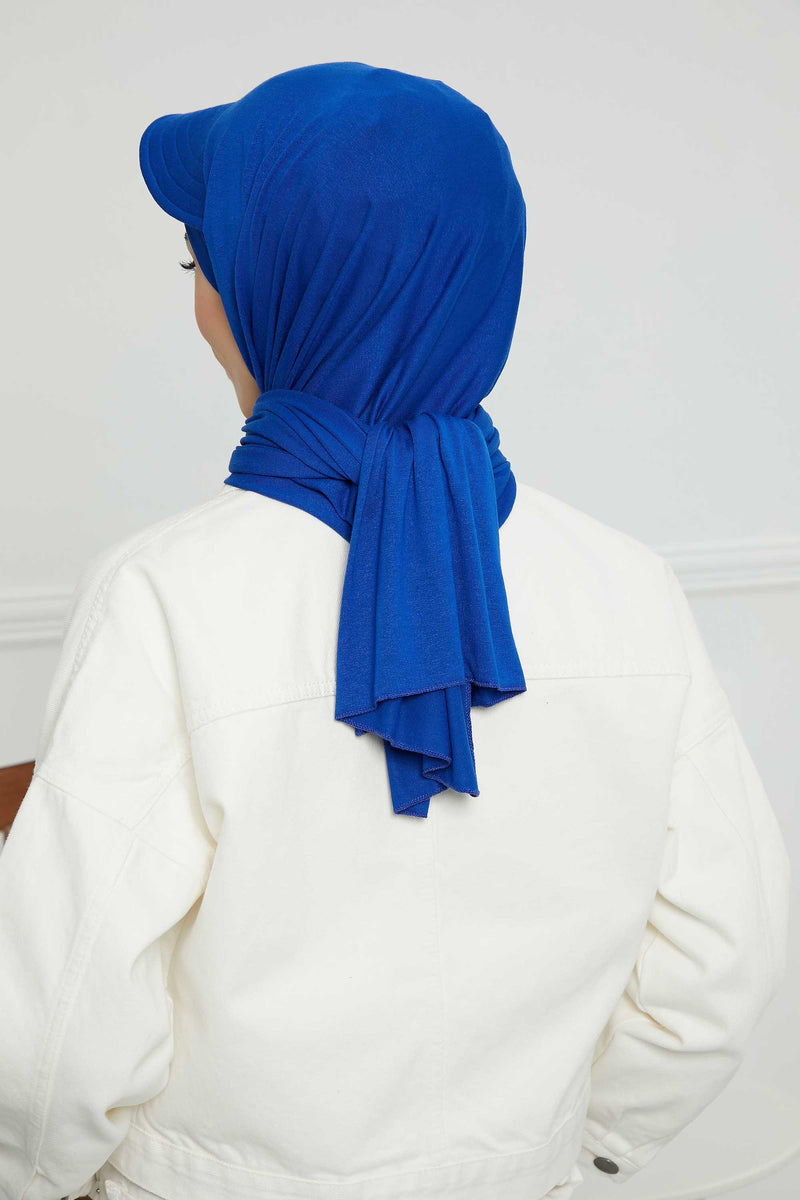 Instant Cotton Shawl Newsboy Scarves 95% Cotton Bandana Women's Cap Turban Visor Stylish Hijab Hat Turban Head Wraps,SS-1 Sax Blue